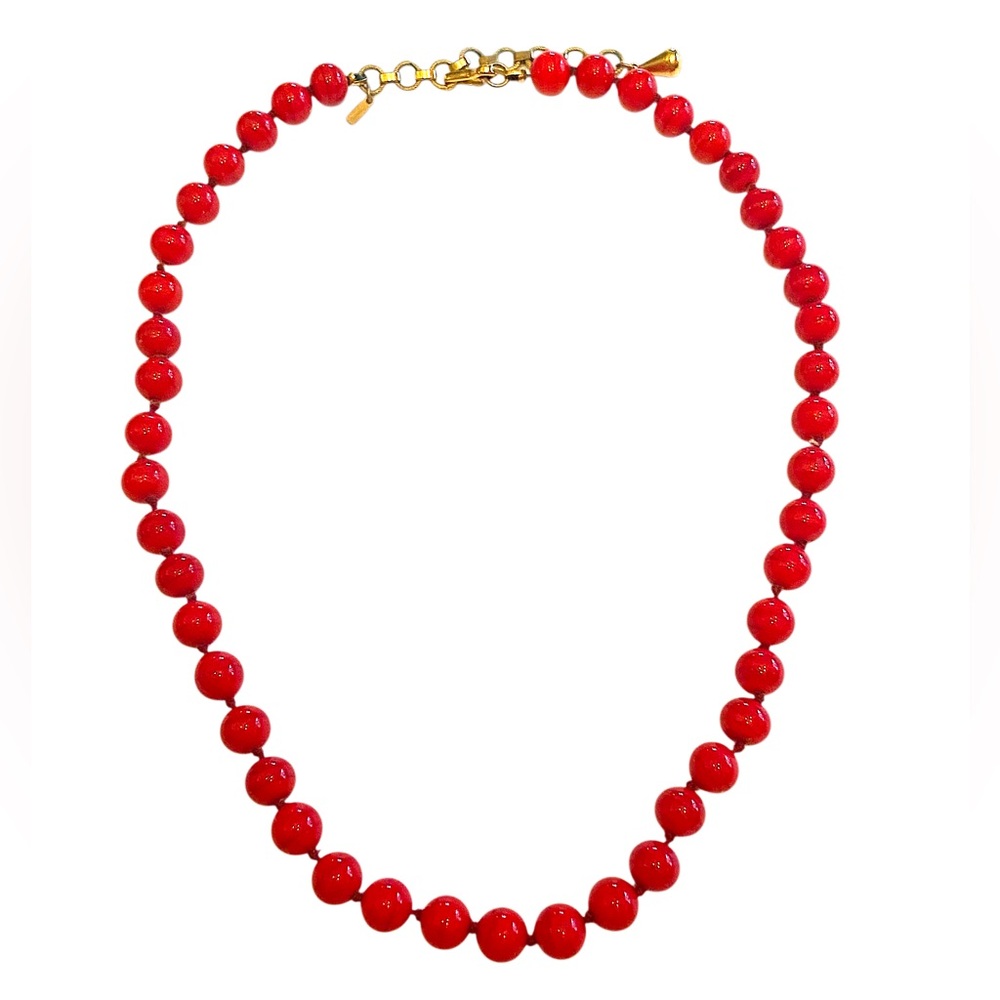 Vintage MONET Red Art Glass Beaded Necklace